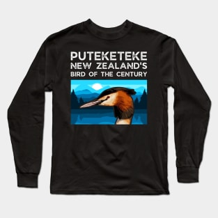 Funny Puteketeke New Zealand's Bird Of The Century Vintage Long Sleeve T-Shirt